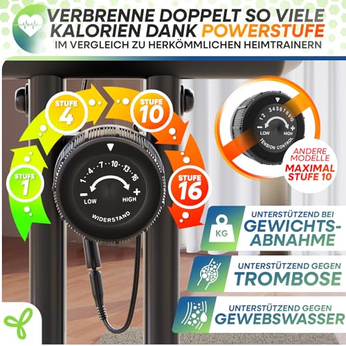 Neu Tretmann Hometrainer fahrrad Klappbar Set-extra bequem & leise- [RelaxFoam] bis 150KG Belastbar Ergometer, Heimtrainer fahrrad, Ergometer Heimtrainer Senioren, Spinning Bike Indoor, Fitnessbikes - 4