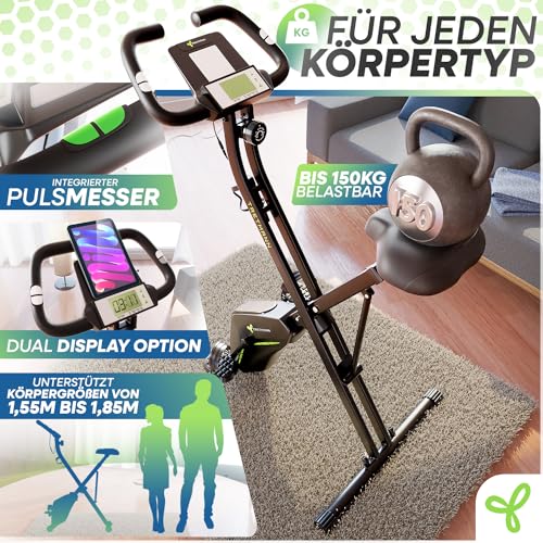 Neu Tretmann Hometrainer fahrrad Klappbar Set-extra bequem & leise- [RelaxFoam] bis 150KG Belastbar Ergometer, Heimtrainer fahrrad, Ergometer Heimtrainer Senioren, Spinning Bike Indoor, Fitnessbikes - 6