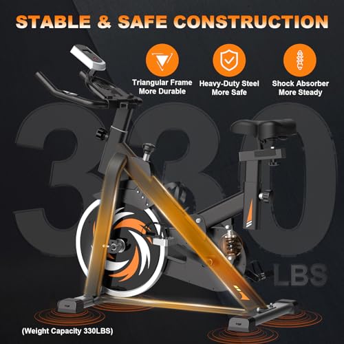 Decorcn Ergometer Heimtrainer Fahrrad - Magnetischer Widerstand Fitnessbike, Stille Stationäre Spinning Bike Indoor, LCD-Monitor, Pulsmesser iPad-Halterung, Hometrainer 150 kg Belastbar - 2