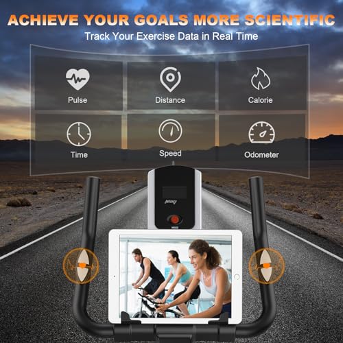 Decorcn Ergometer Heimtrainer Fahrrad - Magnetischer Widerstand Fitnessbike, Stille Stationäre Spinning Bike Indoor, LCD-Monitor, Pulsmesser iPad-Halterung, Hometrainer 150 kg Belastbar - 5