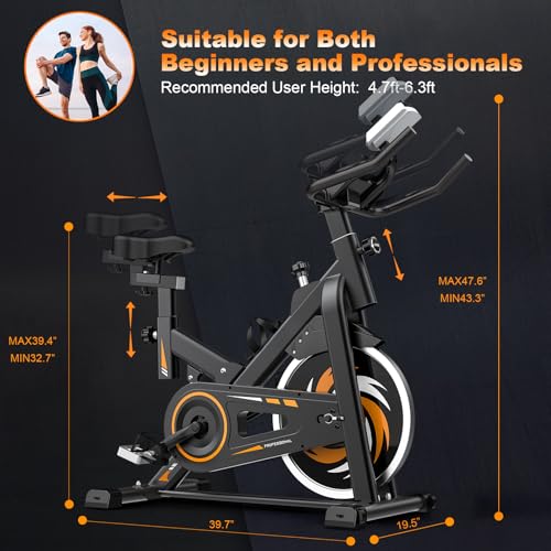 Decorcn Ergometer Heimtrainer Fahrrad - Magnetischer Widerstand Fitnessbike, Stille Stationäre Spinning Bike Indoor, LCD-Monitor, Pulsmesser iPad-Halterung, Hometrainer 150 kg Belastbar - 7