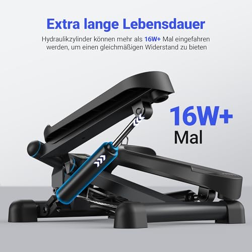 MERACH 2-in-1 Stepper für Zuhause, Leise Mini Stepper 150kg mit LCD-Monitor, Up-Down Swing Stepper mit Power Ropes for Bein/Arm/Butt Training, Home Office Fitness Exercise - 6
