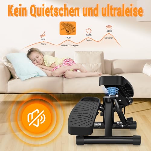 Mini Stepper für Zuhause mit Power Ropes, Einstellbarer Widerstand Swing Stepper mit LCD-Monitor, Stepper Hometrainer für Anfänger & Fitness Trainingsgerät 150kg Bein/Arm Trainer Home Fitness Exercise - 5