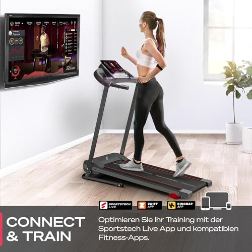 Sportstech F10 Klappbar Laufband für Zuhause - Deutsches Qualitätsunternehmen | App-Funktion + Schmierfunktion + 13 Programme | 2,5 PS Geschwindigkeit bis zu 10 km/h | Steigung 120 kg Max - 6