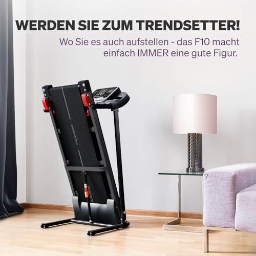 Sportstech F10 Klappbar Laufband für Zuhause - Deutsches Qualitätsunternehmen | App-Funktion + Schmierfunktion + 13 Programme | 2,5 PS Geschwindigkeit bis zu 10 km/h | Steigung 120 kg Max - 8