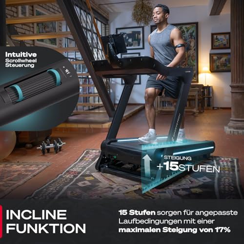 Sportstech Profi Laufband für Zuhause | Deutsche Qualitätsmarke | sTread Lite bis 20 km/h mit APP | große Lauffläche mit 17% Incline bis 150 kg | LED & Tabletholder | Fitness Treadmill klappbar - 3