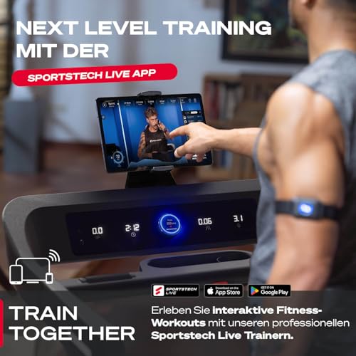 Sportstech Profi Laufband für Zuhause | Deutsche Qualitätsmarke | sTread Lite bis 20 km/h mit APP | große Lauffläche mit 17% Incline bis 150 kg | LED & Tabletholder | Fitness Treadmill klappbar - 5