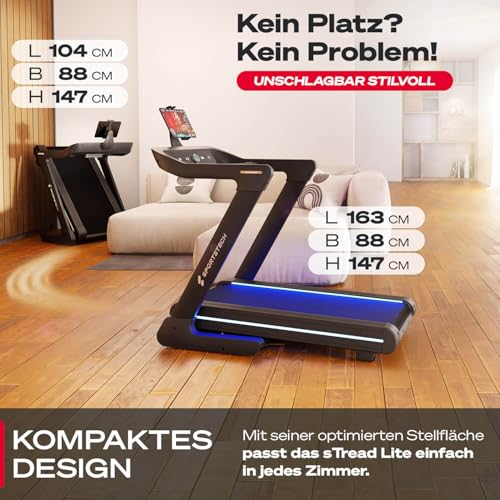 Sportstech Profi Laufband für Zuhause | Deutsche Qualitätsmarke | sTread Lite bis 20 km/h mit APP | große Lauffläche mit 17% Incline bis 150 kg | LED & Tabletholder | Fitness Treadmill klappbar - 7