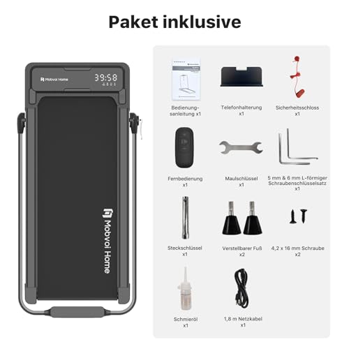 Mobvoi Home Laufband Plus 3-in-1, klappbares Laufband, 2,5 PS, Lauf-und Gehgerät für unter den Schreibtisch, für das Homeoffice, LED-Display, Lautsprecher, große Lauffläche, 120 kg, 12 km/h - 9