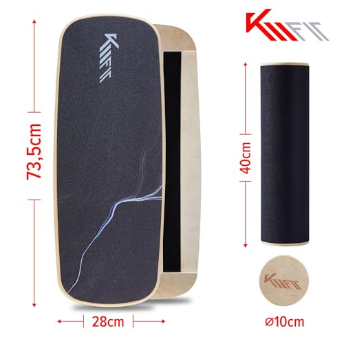 KM-Fit Balance Board | Balancebrett aus Holz | Indoor Skateboard Indoorboard | Surfboard, Surfbrett für Koordinationstraining | Kraft- & Gleichgewichtstrainer | Indoor-Surfen & Skaten - 7