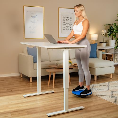 Hop-Sport Balance Board aus Kunststoff - 150 kg Belastbarkeit, rutschfestes Wackelbrett mit Griffen, Gleichgewichtstrainer für Physiotherapie, ø 40 cm- blau - 2