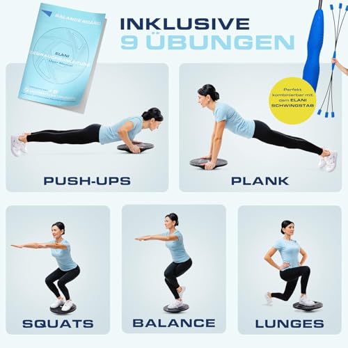 ELANI Rutschfestes Balance-Board für Erwachsene bis 150kg für Physiotherapie zur Stärkung der Balance & Koordination | Balance Board für Schreibtisch - 6