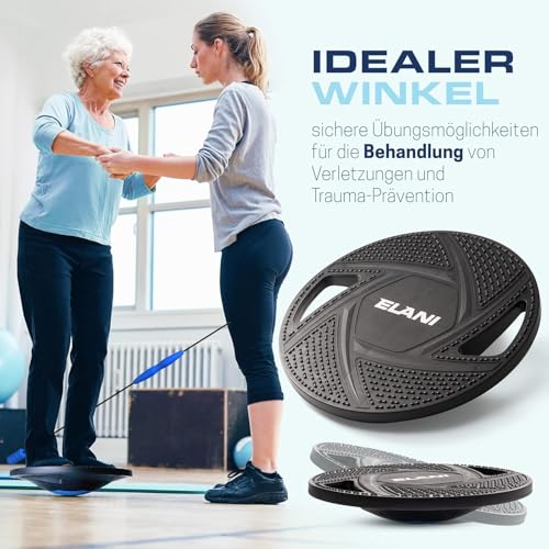 ELANI Rutschfestes Balance-Board für Erwachsene bis 150kg für Physiotherapie zur Stärkung der Balance & Koordination | Balance Board für Schreibtisch - 7