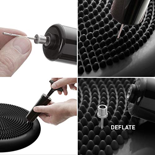 BODYMATE Ballsitzkissen inkl. Pumpe SCHWARZ 34cm Durchmesser - Balance-Kissen, Luftkissen, Balance Pad, Noppenkissen - Core-, Fitness-, Reha-, Koordinations- und Rückentraining - 6