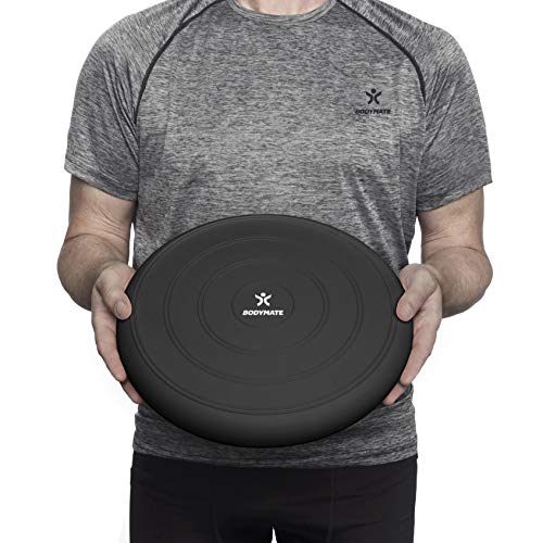 BODYMATE Ballsitzkissen Comfort inkl. Pumpe SCHWARZ 33cm Durchmesser - Balance-Kissen, Sitzballkissen, Luftkissen, Balance Pad - Core-, Fitness-, Reha-, Koordinations- und Rückentraining - 3