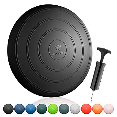 BODYMATE Ballsitzkissen Comfort inkl. Pumpe SCHWARZ 33cm Durchmesser - Balance-Kissen, Sitzballkissen, Luftkissen, Balance Pad - Core-, Fitness-, Reha-, Koordinations- und Rückentraining - 8