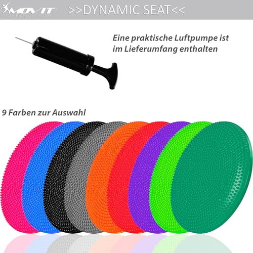 MOVIT Ballsitzkissen DYNAMIC SEAT inkl. Pumpe, Durchmesser 33cm, lila, schadstoffgeprüft, Luftkissen Noppenkissen Balance Kissen - 3