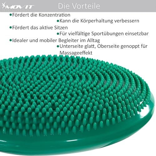 MOVIT Ballsitzkissen DYNAMIC SEAT inkl. Pumpe, Durchmesser 33cm, lila, schadstoffgeprüft, Luftkissen Noppenkissen Balance Kissen - 6