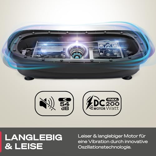 Sportstech Vibrationsplatte VP250 | Deutsche Qualitätsmarke | Curved Slim Design | Fettverbrennung & Muskelaufbau | leiser Motor mit 180 Stufen | 7+1 Trainingsprogramme inkl. Yoga | mit Bluetooth - 4
