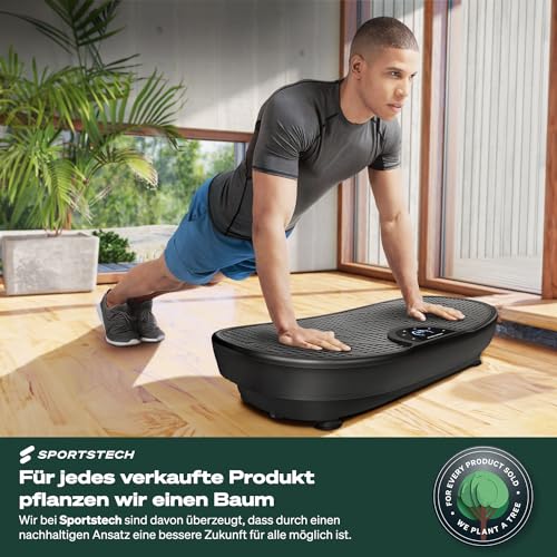 Sportstech Vibrationsplatte VP250 | Deutsche Qualitätsmarke | Curved Slim Design | Fettverbrennung & Muskelaufbau | leiser Motor mit 180 Stufen | 7+1 Trainingsprogramme inkl. Yoga | mit Bluetooth - 6
