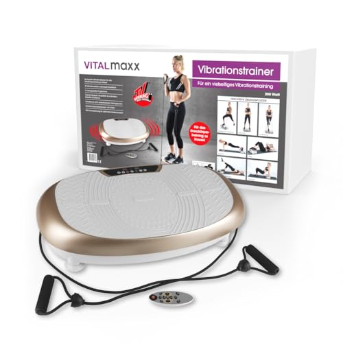 VITALmaxx Vibrationstrainer mit 30 Vibrationsstufen und 3 Programmen und LCD-Display | Ganzkörpertraining zu Hause, inklusive Expanderbänder und Fernbedienung [Champagner] - 7