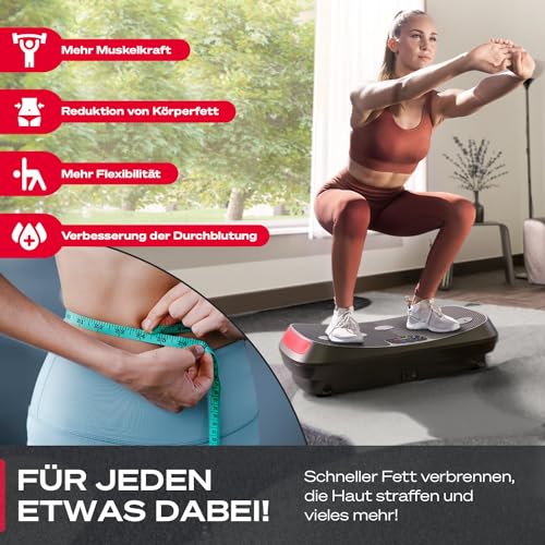 Sportstech 4D Vibrationsplatte VP400 im Curved Design, Deutsche Qualitätsmarke, Color Touch Display, LED Technologie, Trainingsbänder & Schutzmatte, Oszillation & Vibration, optional mit Hanteln - 3