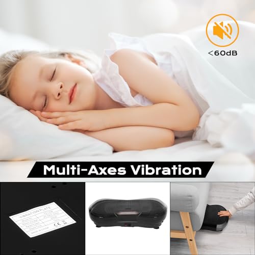 LIFERUN Vibrationsplatte 120 Intensitätsstufen + 10 Trainingsprogramme Leiser Motor Heimfitnessgerät Ganzkörpertraining Muskeltraining Massagegerät mit Fernbedienung und Trainingsgurt 180 kg (Schwarz) - 6