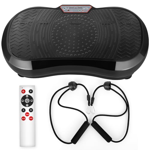 LIFERUN Vibrationsplatte 120 Intensitätsstufen + 10 Trainingsprogramme Leiser Motor Heimfitnessgerät Ganzkörpertraining Muskeltraining Massagegerät mit Fernbedienung und Trainingsgurt 180 kg (Schwarz) - 9