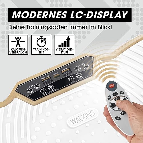 VITALmaxx Vibrationsplatte + Expanderbänder für Ganzkörpertraining zu Hause | 99 Vibrationsstufen | 10 voreingestellte Programme | Großes LCD-Display | rutschfest | 3 Vibrationszonen [Weiß-Champagner] - 3