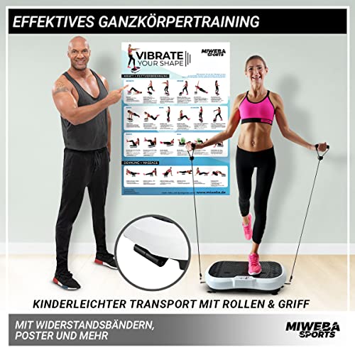 Miweba Sports Fitness 2D Vibrationsplatte MV100 | 3 Jahre Garantie - 250 Watt - 3 multidimensionale Vibrationszonen - Oszillierend - Abnehmen - Fettverbrenner - Fitnessgeräte für Zuhause (Schwarz) - 5