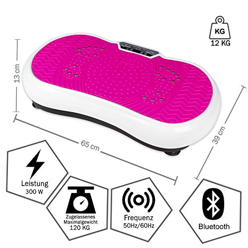 Vibrationsplatte mit Power Dehnbändern und Bluetooth Vibrationsboard Fitness und Sport zum Abnehmen für Zuhause Ultra Slim Rüttelplatte Training Vibrationsgerät Oszillation - 2