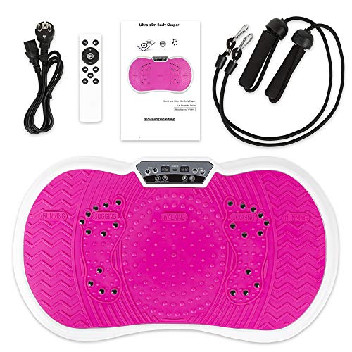 Vibrationsplatte mit Power Dehnbändern und Bluetooth Vibrationsboard Fitness und Sport zum Abnehmen für Zuhause Ultra Slim Rüttelplatte Training Vibrationsgerät Oszillation - 4