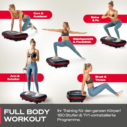 Sportstech 4D Premium Vibrationsplatte | Smart LED I 3 leise Motoren INext-Level Training mit Workout Sitz, Liegestützgriffe etc I Color Touch Display + Bluetooth I Fitness & Yoga für Zuhause |VP500 - 3