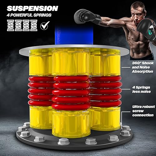 KESSER® Boxsack Set stehend Erwachsene mit Boxhandschuhe + Springseil, Kickboxsack, Freistehender Standboxsack MMA Boxpartner Boxing Trainer Fitness Boxsack mit Saugfuß Schwarz - 4