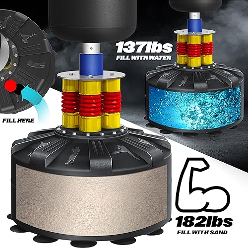 KESSER® Boxsack Set stehend Erwachsene mit Boxhandschuhe + Springseil, Kickboxsack, Freistehender Standboxsack MMA Boxpartner Boxing Trainer Fitness Boxsack mit Saugfuß Schwarz - 6