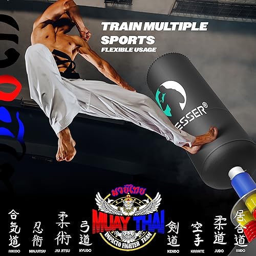 KESSER® Boxsack Set stehend Erwachsene mit Boxhandschuhe + Springseil, Kickboxsack, Freistehender Standboxsack MMA Boxpartner Boxing Trainer Fitness Boxsack mit Saugfuß Schwarz - 8