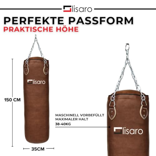 Lisaro Profi Boxsack/Sandsack 150cm | geeig. für Jede Sportart | Ca. 40 kg | gefüllt - 5