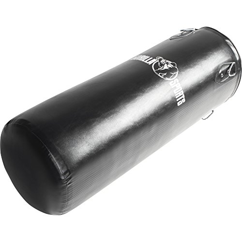 GORILLA SPORTS® Boxsack - 27kg / 37kg, Gefüllt, Hängend, mit Heavy Duty Vierpunkt-Stahlkette und 4 Karabinerhaken, Kunstleder, Schwarz - Punchingsäcke, Punching Bag, Sandsack, Boxing Bag, MMA - 2