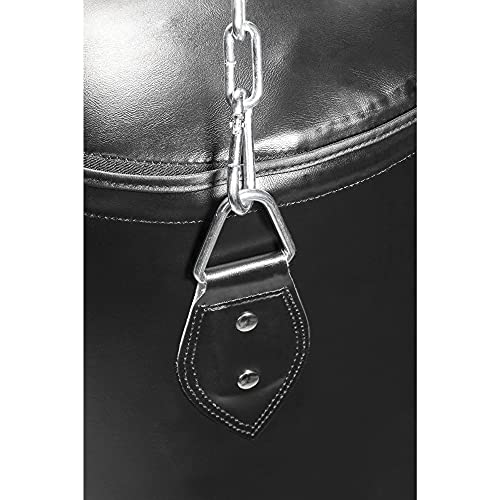 GORILLA SPORTS® Boxsack - 27kg / 37kg, Gefüllt, Hängend, mit Heavy Duty Vierpunkt-Stahlkette und 4 Karabinerhaken, Kunstleder, Schwarz - Punchingsäcke, Punching Bag, Sandsack, Boxing Bag, MMA - 7