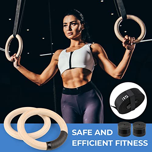 LIFERUN Turnringe Ringe Turnen Gymnastikringe, Olympische Gymnastik Rings mit Griffband, Verstellbaren Buckle Straps und Markierungen, Ringe Training für Full Body Workout (Wooden - 28 mm) - 8