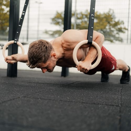 GORNATION Turnringe Holz, Gym Rings, Ringe für Calisthenics, Gymnastikringe mit Gurten & Tasche - 9