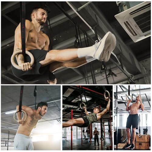 5BILLION Turnringe Holz Gymnastikringe Ringe Turnen für Fitness mit Hochfeste Nylon Gurtbänder - 6