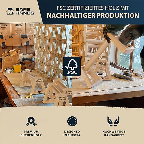 BARE HANDS Liegestützgriffe – 2x gelenksschonende & rutschfeste Holz Liegestützgriffe - 8