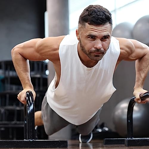 POWRX Dip Barren (Paar) inkl. Workout I Push Up Trainingsgerät Stand Bar I Dip Station I Fitness Rack I Dipstationen (Schwarz Matt, 53 x 38.5 x 35.5 cm) - 5