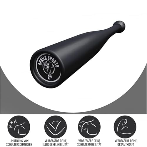 GORILLA SPORTS® Indian Clubbell - 2kg, 4kg, 6kg, 8kg, 10kg, 12kg, 15kg, 20kg Gewichte, Einzeln oder Set, aus Stahl, Schwarz - Indian Clubs, Schwungkeule, Turnkeule, Schwung-Keule - 5