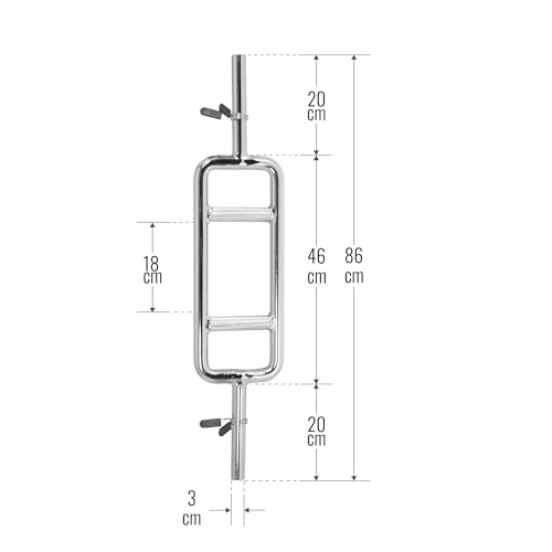 GORILLA SPORTS® Trizepstrainer - Ø 30mm, Rahmenhantel mit 2 Sternverschlüsse / 2 Federverschlüsse, bis 200 kg, Verchromt, Gerändelt - Trizeps Hantelstange, Trizepsstange, Trizeps Bizeps Stange - 4