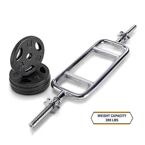 bimiti Trizepstrainer - Ø 25mm, Trizeps Hantelstange, Rahmenhantel mit 2 Sternverschlüsse, Trizeps Bizeps Stange, Bis 80 kg Belastbar, Trizepsstange für Fitnessstudio und Hause Fitness - 5