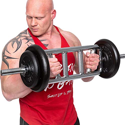 C.P. Sports Trizeps Trainer, Hantelstange 30mm, Trizeps Bizeps Stange, Hantel, Rahmenhantel inkl. Sternverschluß oder Schnellverschluß, Trizepsbomber (gerändelt mit Sternenverschluß) - 6