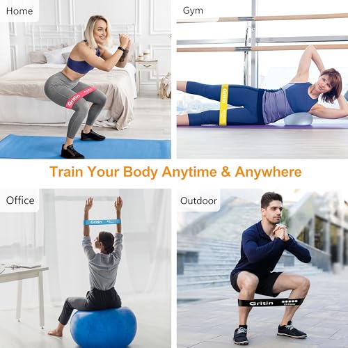 Gritin Fitnessbänder [5er Set] Widerstandsbänder mit 5 Stufen - 7