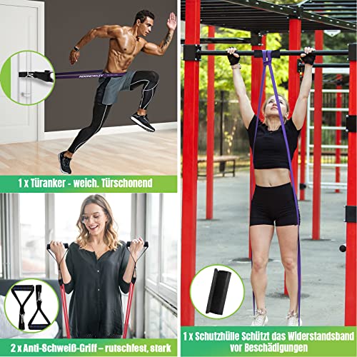 Resistance Bands, 4 Verschiedene Ebenen Widerstandsbänder mit Türanker und Handgriffen, Fitnessbänder für Kraftraining, Training, Physiotherapie, Yoga für Männer und Frauen - 6